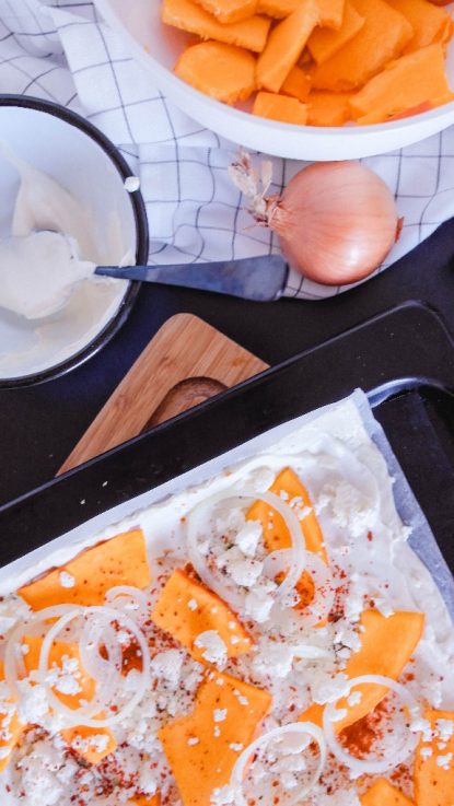 Rezpet für Kürbis Flammkuchen Rezpet für Kürbis Flammkuchen