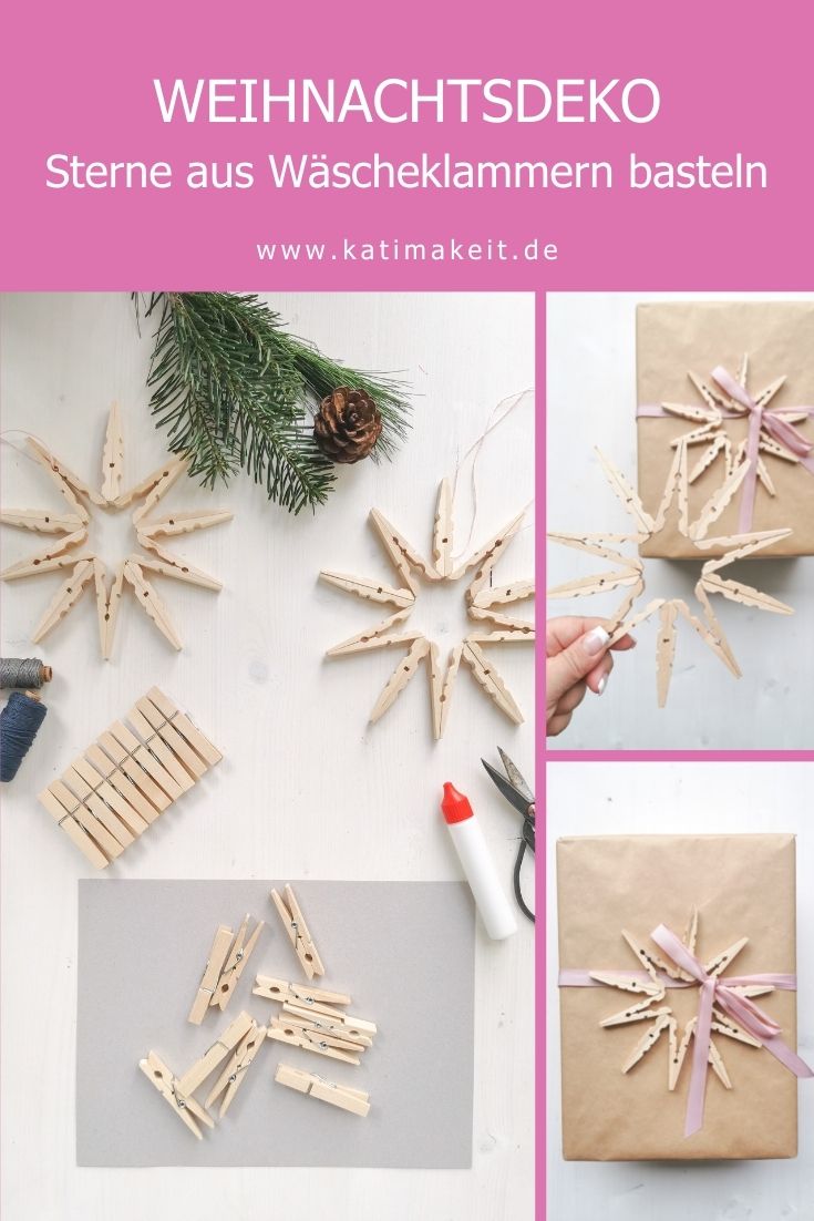 DIY Weihnachtssterne aus Holz-Wäscheklammern | Kati Make It!