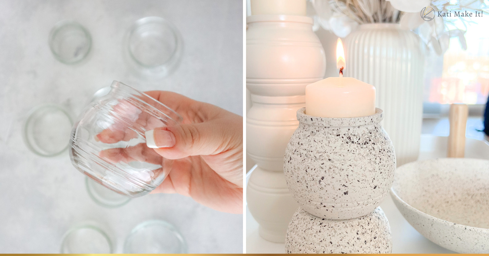 Granit-Effekt Kerzenhalter DIY selber machen mit Upcycling: