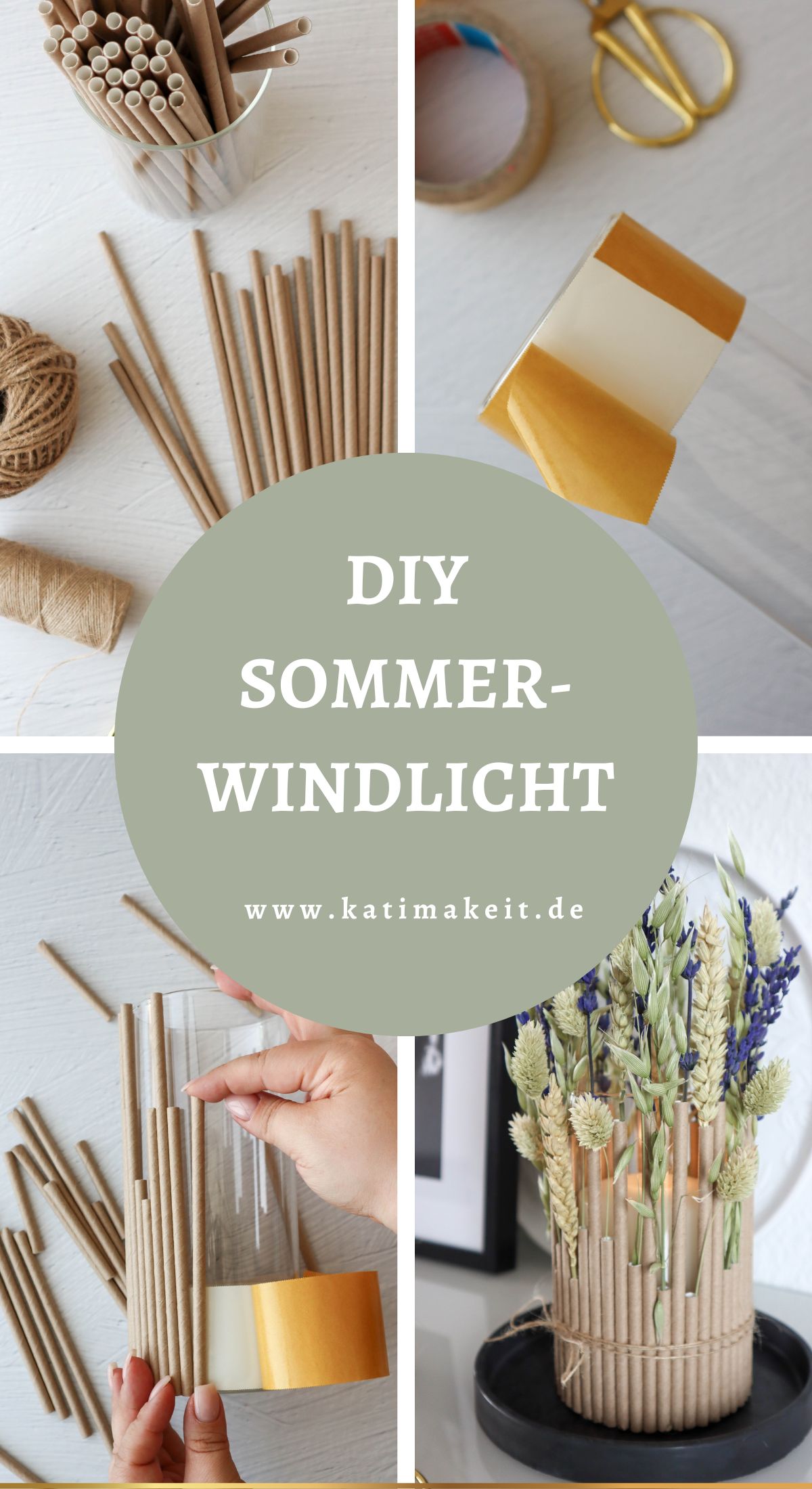 Vom Papier-Strohhalm zum magischen DIY Windlicht mit Trockenblumen! ► Finde hier die einfache Schritt-für-Schritt-Anleitung für die kreative Sommerdeko | DIY Windlicht mit Trockenblumen und Strohhalmen – bekannt aus SWR Kaffee oder Tee